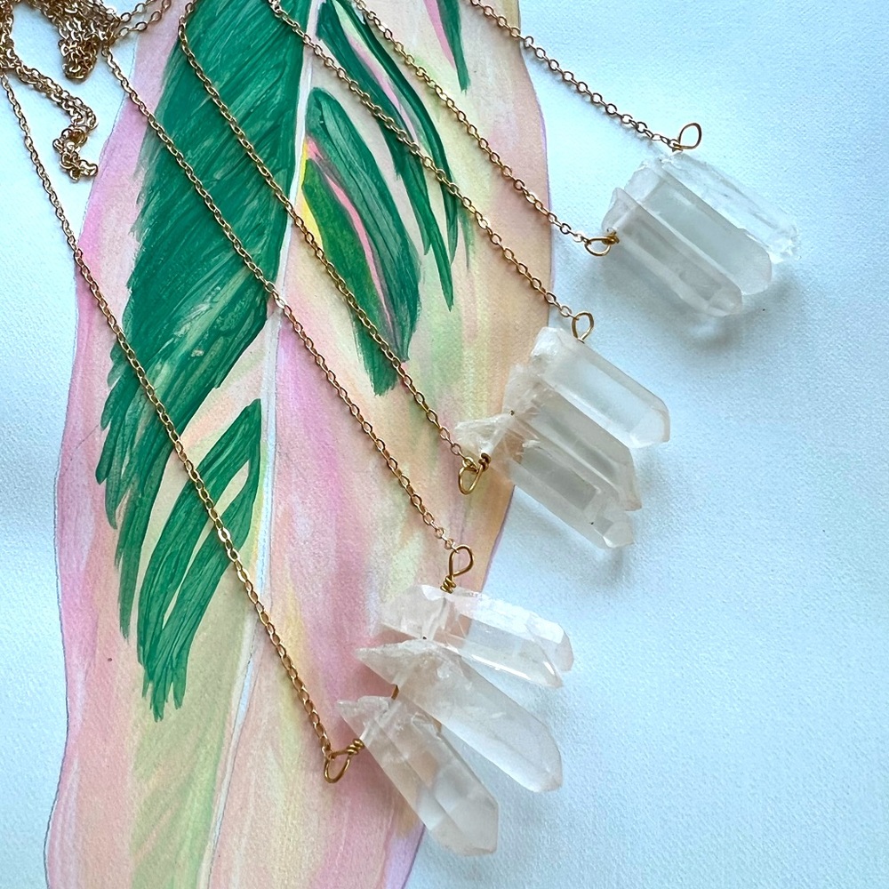 3 - clear quartz crystal necklace